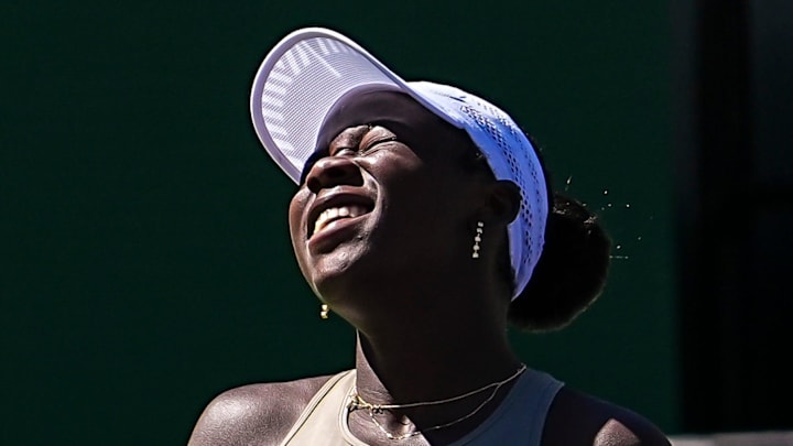 Victoria Mboko reacts to a point Victoria Mboko reacts to a point