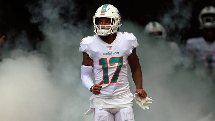 Miami Dolphins wide receiver Jaylen Waddle (17) takes the field before the opening game of the season against the New England Patriots at Hard Rock Stadium. Miami Dolphins wide receiver Jaylen Waddle (17) takes the field before the opening game of the season against the New England Patriots at Hard Rock Stadium.