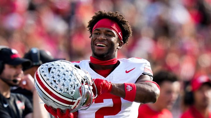 Ohio State Buckeyes defensive back Caleb Downs (2) reacts in the second half at Camp Randall Stadium on Saturday, Oct. 18, 2025 in Madison, Wisconsin. Ohio State Buckeyes defensive back Caleb Downs (2) reacts in the second half at Camp Randall Stadium on Saturday, Oct. 18, 2025 in Madison, Wisconsin.