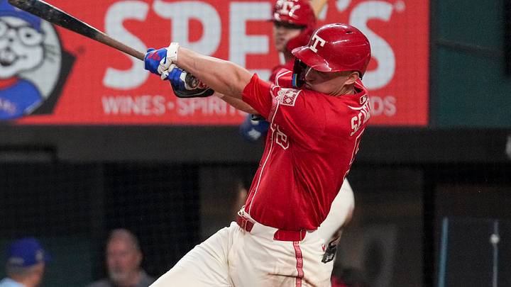 Sep 18, 2026; Arlington, Texas, USA; Texas Rangers shortstop Corey Seager (5) hits an RBI double against the Toronto Blue Jays during the second inning at Globe Life Field. Mandatory Credit: Raymond Carlin III-Imagn Images Sep 18, 2026; Arlington, Texas, USA; Texas Rangers shortstop Corey Seager (5) hits an RBI double against the Toronto Blue Jays during the second inning at Globe Life Field. Mandatory Credit: Raymond Carlin III-Imagn Images