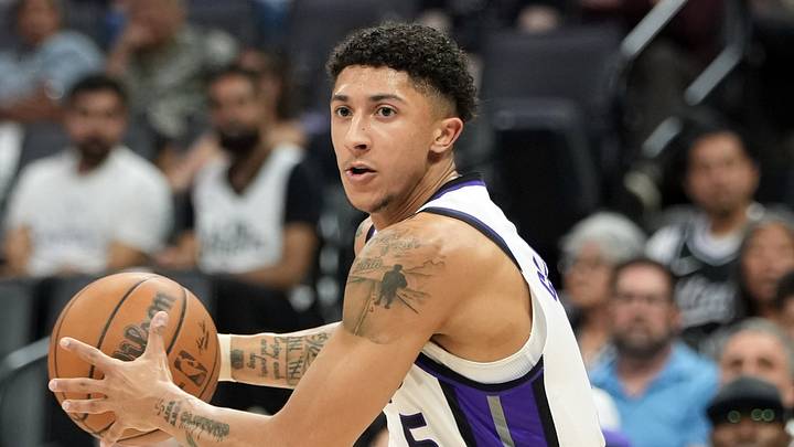 Apr 5, 2026; Sacramento, California, USA; Sacramento Kings guard Nique Clifford (5) during the second quarter against the LA Clippers at Golden 1 Center. Mandatory Credit: Darren Yamashita-Imagn Images