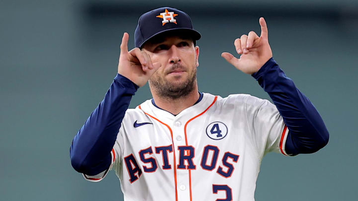 Jun 2, 2024; Houston, Texas, USA; Houston Astros third baseman Alex Bregman (2) prior to the game against the Minnesota Twins at Minute Maid Park