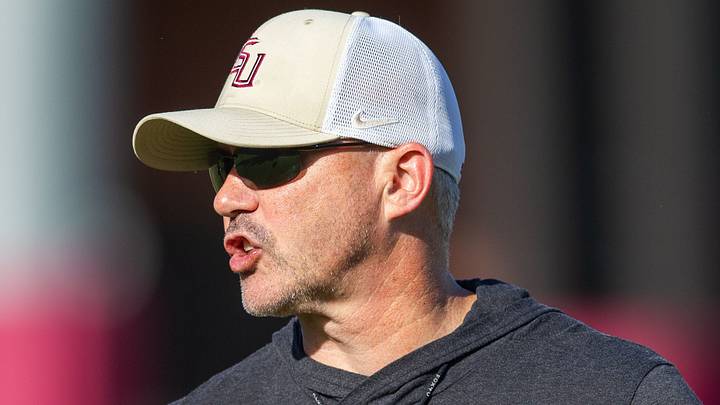 Florida State head coach Mike Norvell leads practice Thursday, April 9, 2026. Florida State head coach Mike Norvell leads practice Thursday, April 9, 2026.