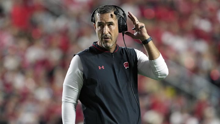 Wisconsin Badgers head coach Luke Fickell looks on during the second quarter against the Miami (OH) RedHawks at Camp Randall Stadium.