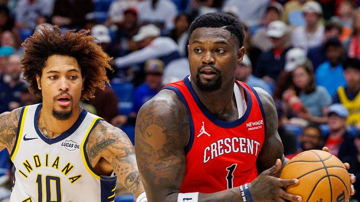 Oct 21, 2026; New Orleans, Louisiana, USA; New Orleans Pelicans forward Zion Williamson (1) dribbles against Indiana Pacers guard Kelly Oubre Jr. (10) during the second half at Smoothie King Center. Mandatory Credit: Stephen Lew-Imagn Images Oct 21, 2026; New Orleans, Louisiana, USA; New Orleans Pelicans forward Zion Williamson (1) dribbles against Indiana Pacers guard Kelly Oubre Jr. (10) during the second half at Smoothie King Center. Mandatory Credit: Stephen Lew-Imagn Images