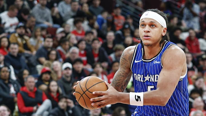 Jan 2, 2026; Chicago, Illinois, USA; Orlando Magic forward Paolo Banchero (5) drives to the basket against the Chicago Bulls during the second half at United Center. Mandatory Credit: Kamil Krzaczynski-Imagn Images Jan 2, 2026; Chicago, Illinois, USA; Orlando Magic forward Paolo Banchero (5) drives to the basket against the Chicago Bulls during the second half at United Center. Mandatory Credit: Kamil Krzaczynski-Imagn Images