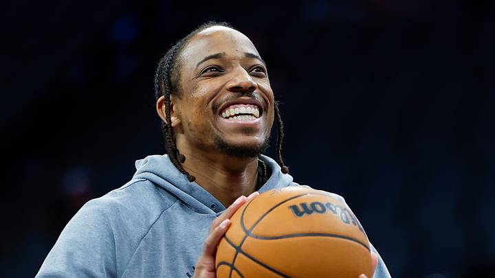 Mar 19, 2026; Sacramento, California, USA; Sacramento Kings guard DeMar DeRozan (10) warms up before the game against the Philadelphia 76ers at Golden 1 Center. Mandatory Credit: Sergio Estrada-Imagn Images