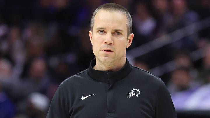 Jan 20, 2026; Philadelphia, Pennsylvania, USA; Phoenix Suns head coach Jordan Ott looks on during the second quarter against the Philadelphia 76ers at Xfinity Mobile Arena. Mandatory Credit: Bill Streicher-Imagn Images