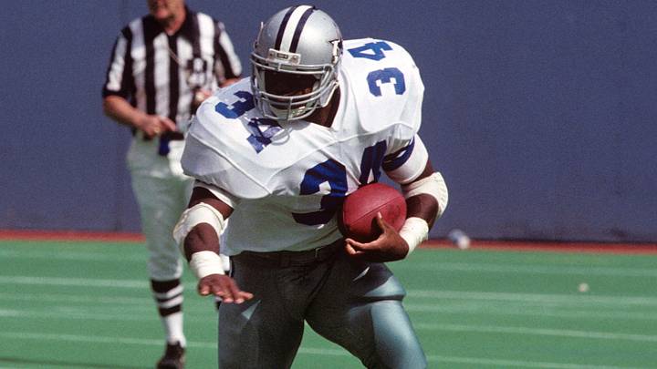 Dallas Cowboys running back Herschel Walker runs with the ball against the Pittsburgh Steelers at Three River Stadium. Dallas Cowboys running back Herschel Walker runs with the ball against the Pittsburgh Steelers at Three River Stadium.