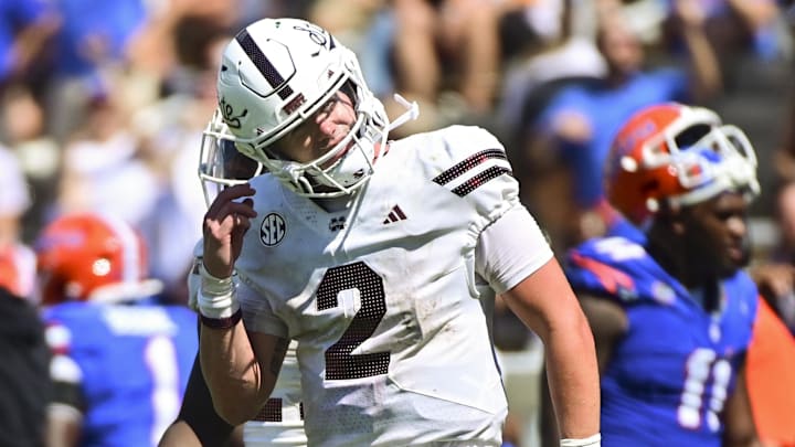 Mississippi State Bulldogs quarterback Blake Shapen walks off the field after a play against the Florida Gators during the fourth quarter at Davis Wade Stadium at Scott Field. Would a healthy Shapen give the Bulldogs a better chance at an upset?