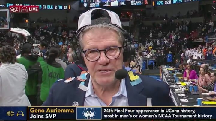 UConn coach Geno Auriemma talks to ESPN's Scott Van Pelt on SportsCenter.