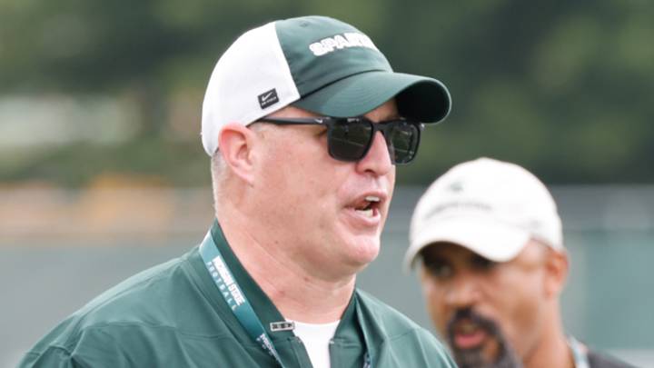 Michigan State head coach Pat Fitzgerald gives out instructions during MSU's first practice of fall camp on Thursday, August 6, 2026. Michigan State head coach Pat Fitzgerald gives out instructions during MSU's first practice of fall camp on Thursday, August 6, 2026.