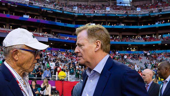 New York Jets owner Woody Johnson (left) talks with NFL commissioner Roger Goodell New York Jets owner Woody Johnson (left) talks with NFL commissioner Roger Goodell