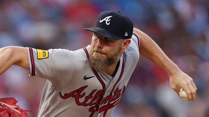 Sep 4, 2026; Philadelphia, Pennsylvania, USA; Atlanta Braves pitcher Chris Sale (51) throws a pitch against the Philadelphia Phillies during the first inning at Citizens Bank Park. Mandatory Credit: Bill Streicher-Imagn Images