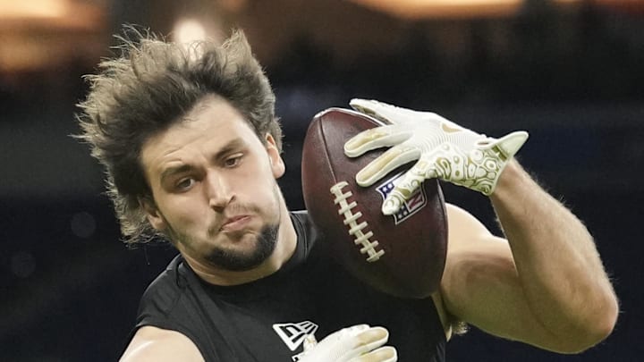 New Indianapolis Colts defensive lineman Caden Curry during the NFL Scouting Combine