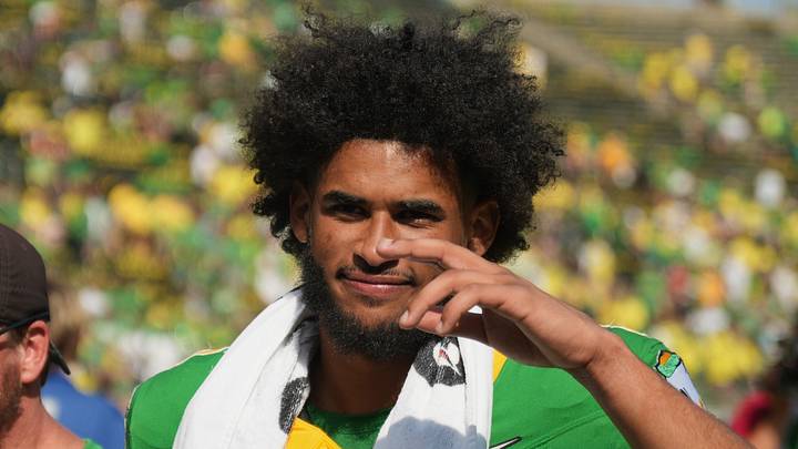 Oregon Ducks quarterback Dante Moore after the win over Montana State Oregon Ducks quarterback Dante Moore after the win over Montana State