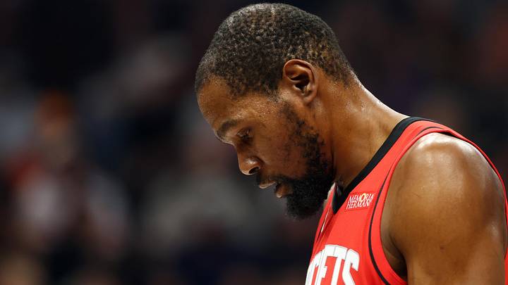 Apr 7, 2026; Phoenix, Arizona, USA; Houston Rockets forward Kevin Durant (7) reacts against the Phoenix Suns at Mortgage Matchup Center. Mandatory Credit: Mark J. Rebilas-Imagn Images