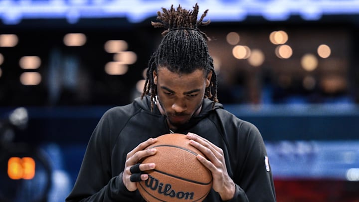Mar 29, 2026; Brooklyn, New York, USA; Brooklyn Nets center Nic Claxton (33) before the game against the Sacramento Kings at Barclays Center. Mandatory Credit: John Jones-Imagn Images