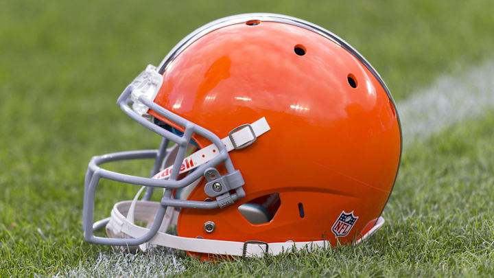 Aug 16, 2012; Green Bay, WI, USA; A Cleveland Browns helmet sits on the field during warmups prior to the game against the Green Bay Packers at Lambeau Field. The Browns defeated the Packers 35-10. Mandatory Credit: Jeff Hanisch-Imagn Images Aug 16, 2012; Green Bay, WI, USA; A Cleveland Browns helmet sits on the field during warmups prior to the game against the Green Bay Packers at Lambeau Field. The Browns defeated the Packers 35-10. Mandatory Credit: Jeff Hanisch-Imagn Images