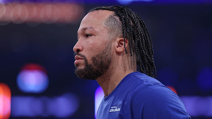 Apr 18, 2026; New York, New York, USA; New York Knicks guard Jalen Brunson (11) warms up before the 2026 NBA Playoffs game against the Atlanta Hawks at Madison Square Garden. Mandatory Credit: Vincent Carchietta-Imagn Images