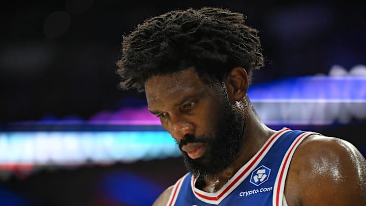 Philadelphia 76ers center Joel Embiid (21) against the Indiana Pacers during the second quarter at Xfinity Mobile Arena. Philadelphia 76ers center Joel Embiid (21) against the Indiana Pacers during the second quarter at Xfinity Mobile Arena.