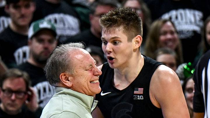 Michigan State's Jaxon Kohler, right, pleads his case as head coach Tom Izzo smiles during the second half in the game against USC on Monday, Jan. 5, 2026, at the Breslin Center in East Lansing. Michigan State's Jaxon Kohler, right, pleads his case as head coach Tom Izzo smiles during the second half in the game against USC on Monday, Jan. 5, 2026, at the Breslin Center in East Lansing.