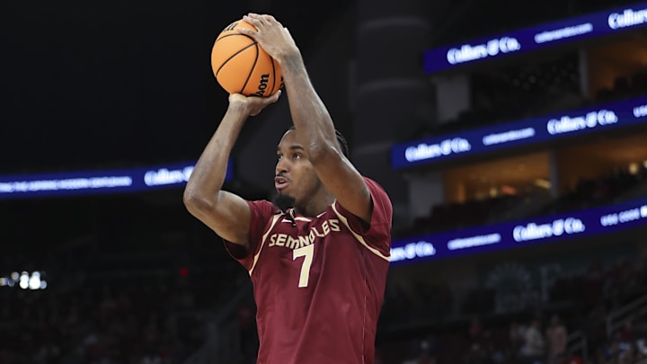 Dec 6, 2025; Houston, TX, USA; Florida State Seminoles forward Chauncey Wiggins (7) shoots the ball during the second half against the Houston Cougars at Toyota Center. Mandatory Credit: Troy Taormina-Imagn Images Dec 6, 2025; Houston, TX, USA; Florida State Seminoles forward Chauncey Wiggins (7) shoots the ball during the second half against the Houston Cougars at Toyota Center. Mandatory Credit: Troy Taormina-Imagn Images