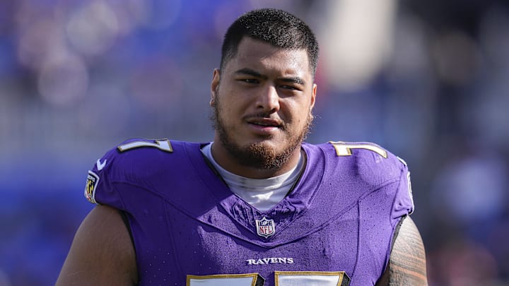 Baltimore Ravens offensive tackle Daniel Faalele