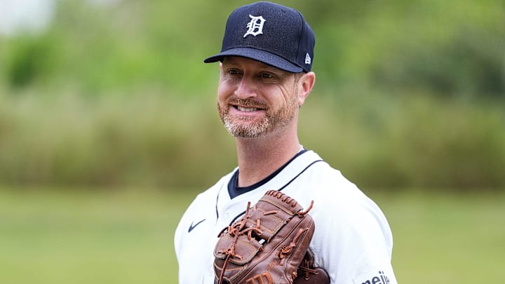 Detroit Tigers pitcher Alex Cobb poses for a photo during picture day of spring training at TigerTown in Lakeland, Fla. on Wednesday, Feb. 19, 2025