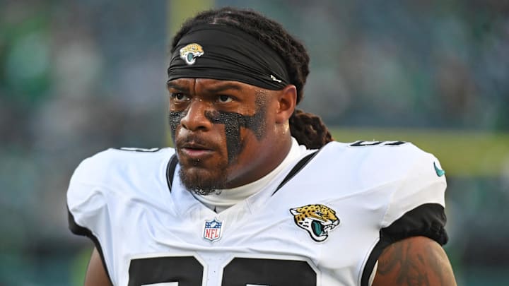 Nov 3, 2024; Philadelphia, Pennsylvania, USA; Jacksonville Jaguars defensive tackle Tyler Lacy (93) against the Philadelphia Eagles at Lincoln Financial Field. Mandatory Credit: Eric Hartline-Imagn Images Nov 3, 2024; Philadelphia, Pennsylvania, USA; Jacksonville Jaguars defensive tackle Tyler Lacy (93) against the Philadelphia Eagles at Lincoln Financial Field. Mandatory Credit: Eric Hartline-Imagn Images