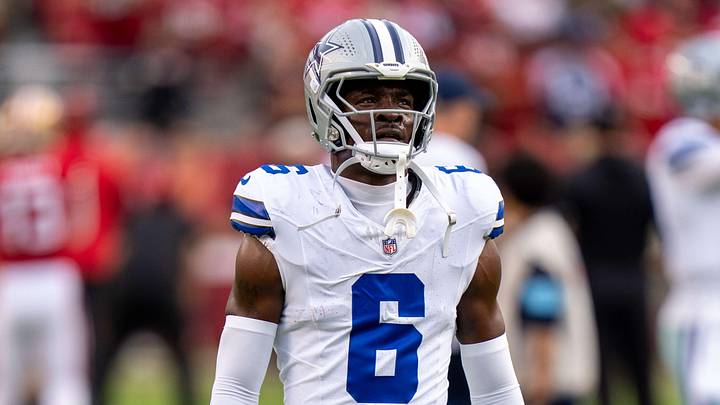 Oct 27, 2024; Santa Clara, California, USA; Dallas Cowboys safety Donovan Wilson (6) during warmups before the start of the game against the San Francisco 49ers at Levi's Stadium. Mandatory Credit: Neville E. Guard-Imagn Images Oct 27, 2024; Santa Clara, California, USA; Dallas Cowboys safety Donovan Wilson (6) during warmups before the start of the game against the San Francisco 49ers at Levi's Stadium. Mandatory Credit: Neville E. Guard-Imagn Images