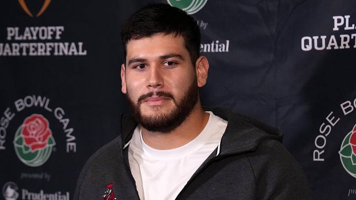 Alabama Crimson Tide tight end Josh Cuevas speaks at press conference