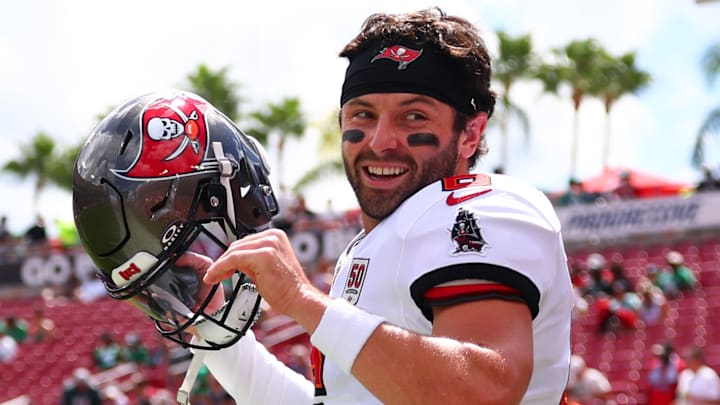 Baker Mayfield is a Walter Payton Man of the Year Award nominee for the Tampa Bay Buccaneers. Baker Mayfield is a Walter Payton Man of the Year Award nominee for the Tampa Bay Buccaneers.
