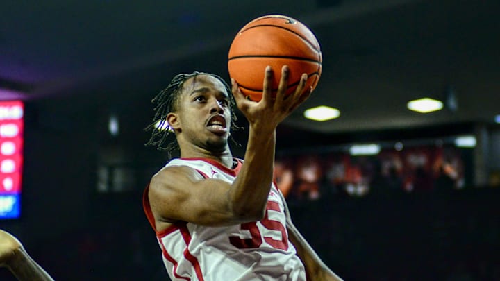 Oklahoma forward Derrion Reid attempts a layup against Georgia. Oklahoma forward Derrion Reid attempts a layup against Georgia.