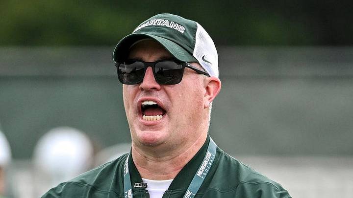 Michigan State’s head coach Pat Fitzgerald calls out to players during football practice on Thursday, Aug. 6, 2026, in East Lansing. Michigan State’s head coach Pat Fitzgerald calls out to players during football practice on Thursday, Aug. 6, 2026, in East Lansing.