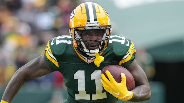 Jan 5, 2025; Green Bay, Wisconsin, USA; Green Bay Packers wide receiver Jayden Reed (11) during the game against the Chicago Bears at Lambeau Field. Mandatory Credit: Jeff Hanisch-Imagn Images Jan 5, 2025; Green Bay, Wisconsin, USA; Green Bay Packers wide receiver Jayden Reed (11) during the game against the Chicago Bears at Lambeau Field. Mandatory Credit: Jeff Hanisch-Imagn Images