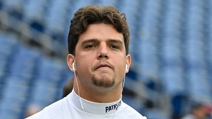 New England Patriots offensive tackle Will Campbell (66) warms up 