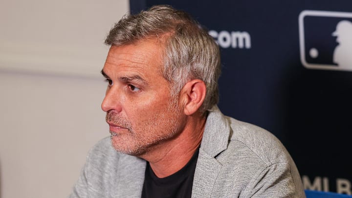 Dec 8, 2025; Orlando, FL, USA; Tampa Bay Rays manager Kevin Cash speaks with the media during the 2025 MLB Winter Meetings at Signia by Hilton Hotel. 