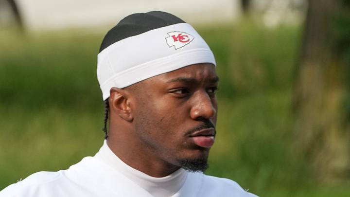 Jul 29, 2026; St. Joseph, MO, USA; Kansas City Chiefs   linebacker Jeffrey Bassa (31) walks down the hill to the practice fields during training camp at Missouri Western State University. Mandatory Credit: Denny Medley-Imagn Images