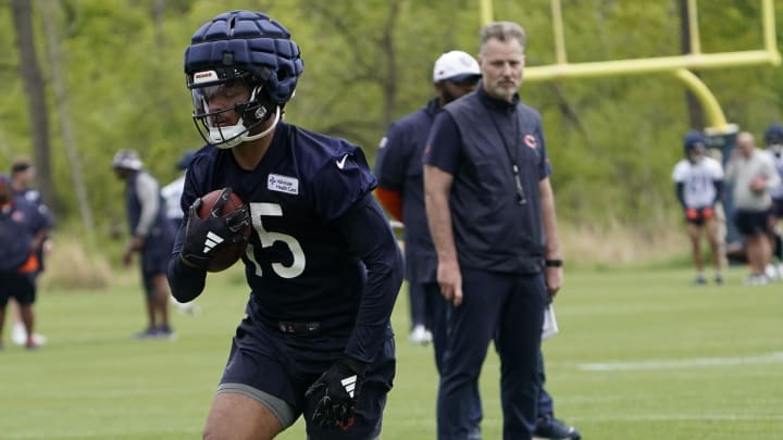 Rome Odunze runs through drills under Matt Eberflus' watchful eye. Bears receivers are being viewed as a source of great improvement. Rome Odunze runs through drills under Matt Eberflus' watchful eye. Bears receivers are being viewed as a source of great improvement.