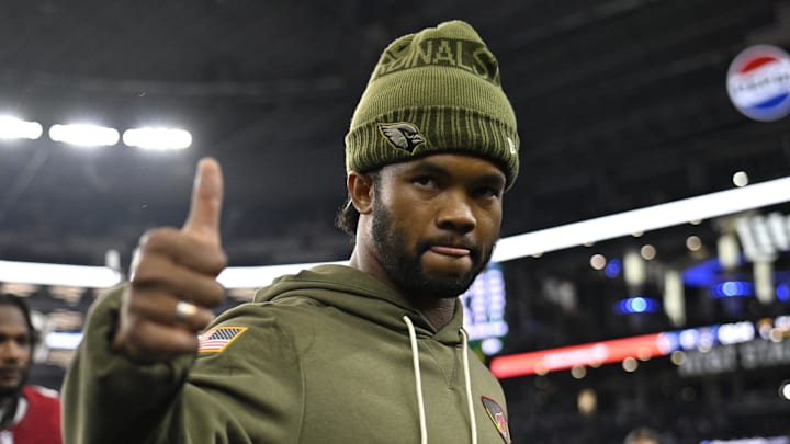 Nov 3, 2025; Arlington, Texas, USA; Arizona Cardinals quarterback Kyler Murray (1) leaves the field after defeating the Dallas Cowboys at AT&T Stadium. Mandatory Credit: Jerome Miron-Imagn Images