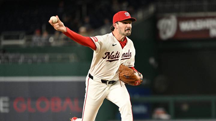 Apr 7, 2026; Washington, District of Columbia, USA; Washington Nationals relief pitcher Cole Henry (99) throws a pitch against the St. Louis Cardinals during the tenth inning at Nationals Park. Mandatory Credit: Rafael Suanes-Imagn Images