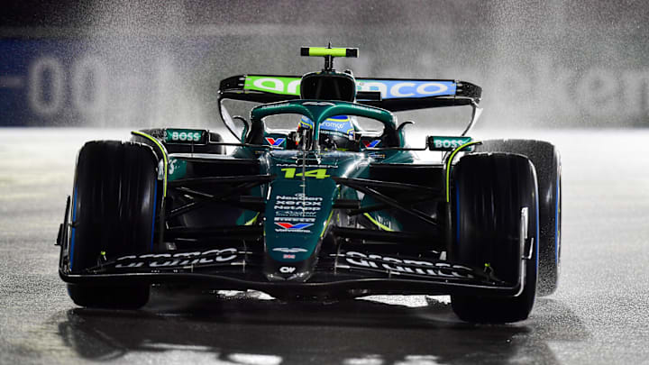 Nov 21, 2025; Las Vegas, NV, USA; Aston Martin Racing driver Fernando Alonso (14) during qualifying for the Las Vegas Grand Prix at Las Vegas Strip Circuit. Mandatory Credit: Gary A. Vasquez-Imagn Images Nov 21, 2025; Las Vegas, NV, USA; Aston Martin Racing driver Fernando Alonso (14) during qualifying for the Las Vegas Grand Prix at Las Vegas Strip Circuit. Mandatory Credit: Gary A. Vasquez-Imagn Images