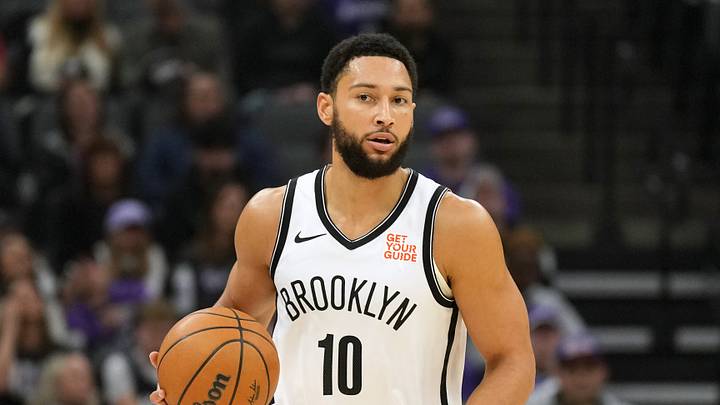 Nov 24, 2024; Sacramento, California, USA; Brooklyn Nets guard Ben Simmons (10) dribbles against the Sacramento Kings during the first quarter at Golden 1 Center. Mandatory Credit: Darren Yamashita-Imagn Images Nov 24, 2024; Sacramento, California, USA; Brooklyn Nets guard Ben Simmons (10) dribbles against the Sacramento Kings during the first quarter at Golden 1 Center. Mandatory Credit: Darren Yamashita-Imagn Images