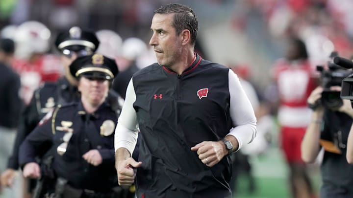 Wisconsin Badgers head coach Luke Fickell runs off the field after their loss to Ohio State Saturday, October 18, 2025 at Camp Randall Stadium in Madison, Wisconsin. Wisconsin Badgers head coach Luke Fickell runs off the field after their loss to Ohio State Saturday, October 18, 2025 at Camp Randall Stadium in Madison, Wisconsin.