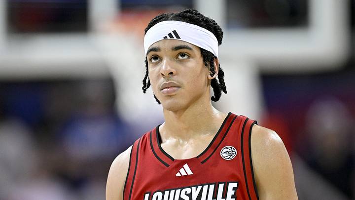 Feb 17, 2026; Dallas, Texas, USA; Louisville Cardinals guard Mikel Brown Jr. (0) looks on during the second half against the SMU Mustangs at Moody Coliseum. Mandatory Credit: Jerome Miron-Imagn Images Feb 17, 2026; Dallas, Texas, USA; Louisville Cardinals guard Mikel Brown Jr. (0) looks on during the second half against the SMU Mustangs at Moody Coliseum. Mandatory Credit: Jerome Miron-Imagn Images