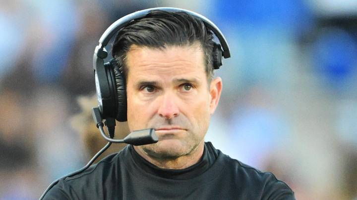 Oct 17, 2026; Durham, North Carolina, USA;  Duke Blue Devils head coach Manny Diaz looks on during the second quarter against the North Carolina Tar Heels at Wallace Wade Stadium.  Mandatory Credit: Zachary Taft-Imagn Images