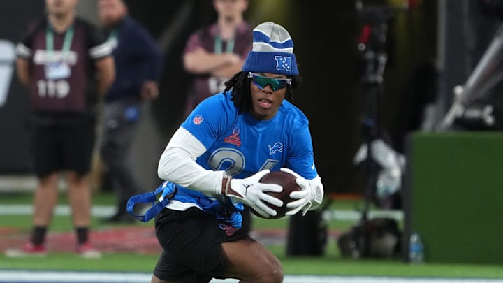 NFC running back Jahmyr Gibbs of the Detroit Lions (26) carries the ball during the 2025 Pro Bowl Games NFC running back Jahmyr Gibbs of the Detroit Lions (26) carries the ball during the 2025 Pro Bowl Games