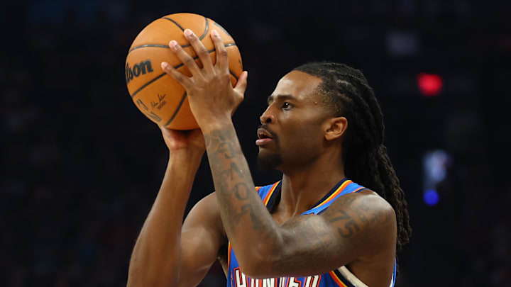 Apr 27, 2026; Phoenix, Arizona, USA; Oklahoma City Thunder guard Cason Wallace (22) against the Phoenix Suns during game four of the first round of the 2026 NBA Playoffs at Mortgage Matchup Center. Mandatory Credit: Mark J. Rebilas-Imagn Images