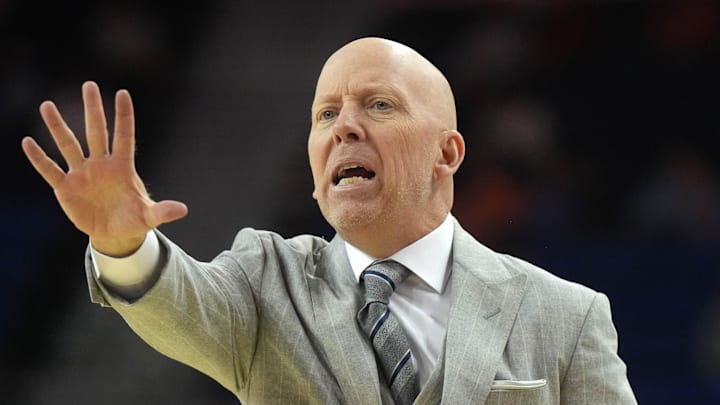 Nov 15, 2024; Los Angeles, California, USA; UCLA Bruins head coach Mick Cronin reacts against the Lehigh Mountain Hawks in the second half at Pauley Pavilion presented by Wescom. Mandatory Credit: Kirby Lee-Imagn Images